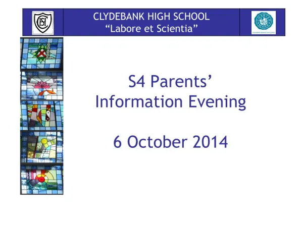 S4 Parents’ Information Evening 6 October 2014