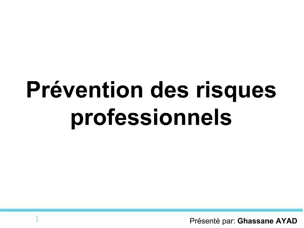 PPT - Pr vention des risques professionnels PowerPoint Presentation ...