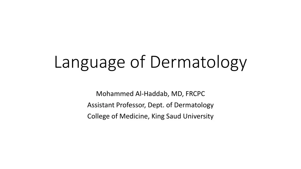 language of dermatology