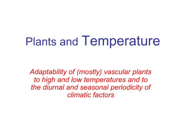 Plants and Temperature