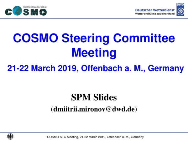 COSMO Steering Committee Meeting 21-22 March 2019 , Offenbach a. M., Germany