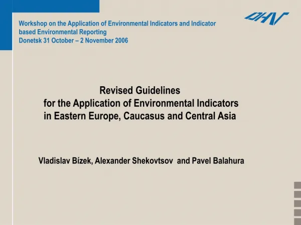 Revised Guidelines for the Application of Environmental Indicators