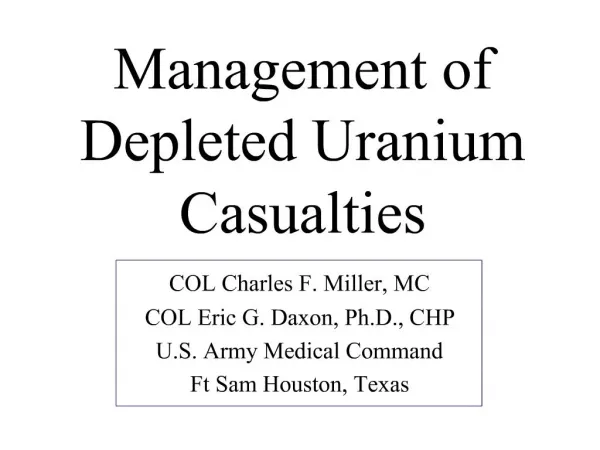 Management of Depleted Uranium Casualties