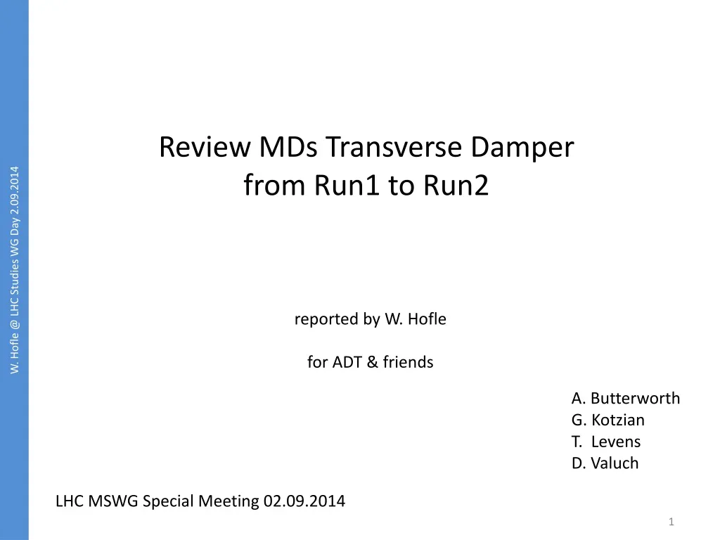 review mds transverse damper from run1 to run2