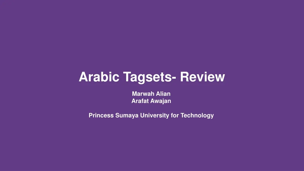arabic tagsets review
