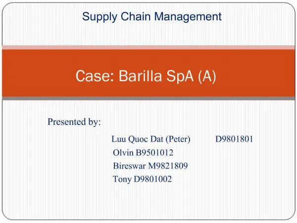 Case: Barilla SpA A