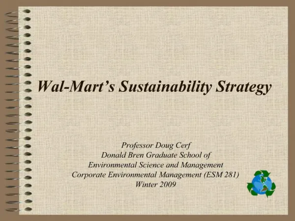 Wal-Mart s Sustainability Strategy