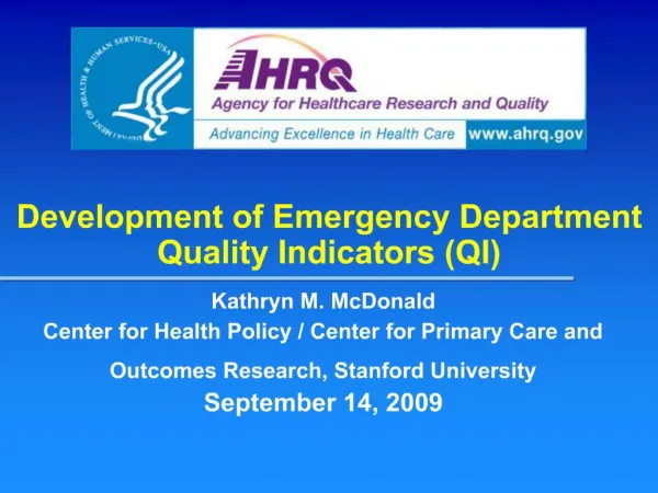 Development of Emergency Department Quality Indicators QI