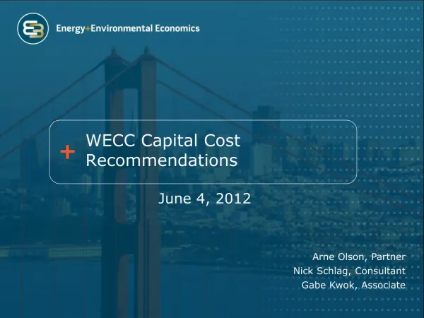 WECC Capital Cost Recommendations