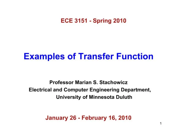 Examples of Transfer Function