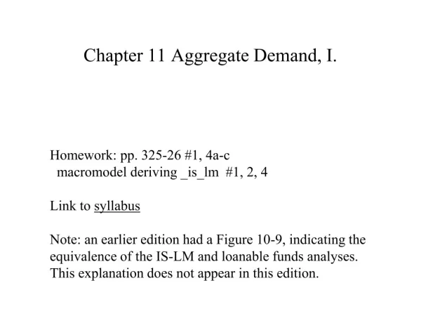 Chapter 11 Aggregate Demand, I.