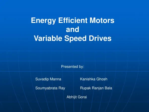 Energy Efficient Motors and Variable Speed Drives