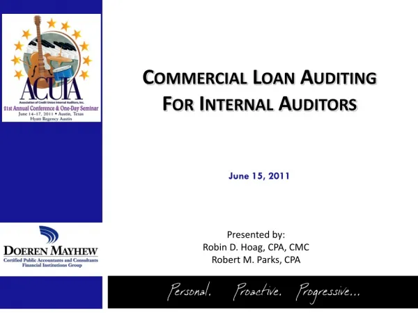 Commercial Loan Auditing For Internal Auditors
