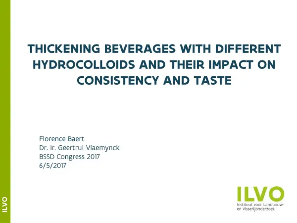 THICKENING BEVERAGES WITH DIFFERENT HYDROCOLLOIDS AND THEIR IMPACT ON CONSISTENCY AND TASTE