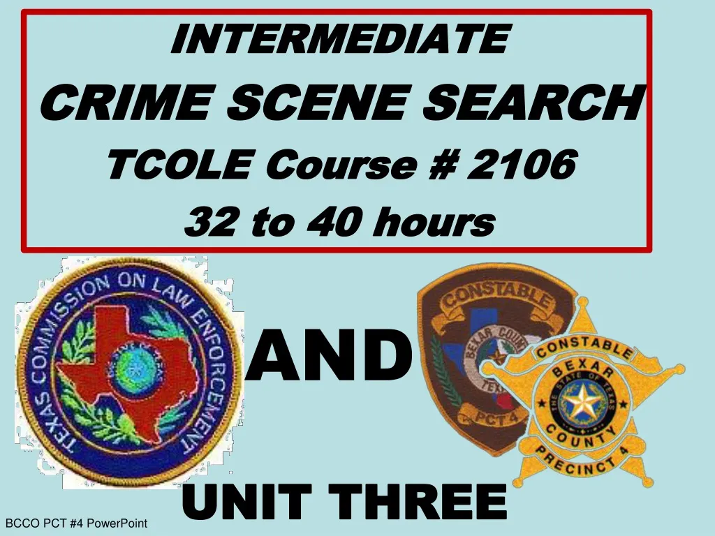 intermediate crime scene search tcole course 2106