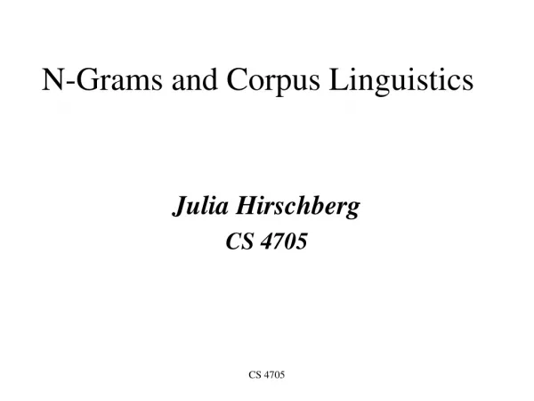 N-Grams and Corpus Linguistics