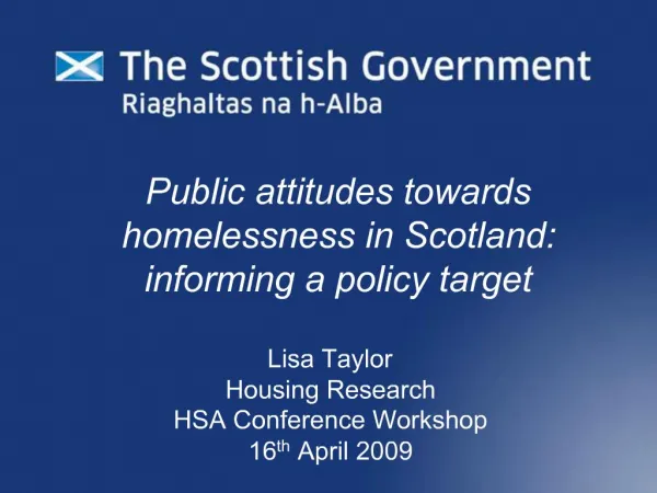 Public attitudes towards homelessness in Scotland: informing a policy target