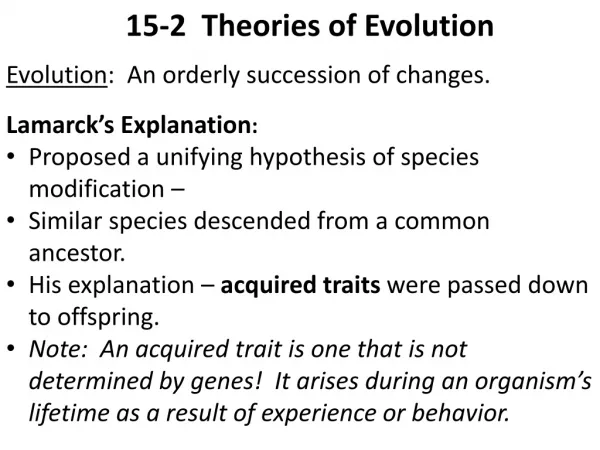 15-2 Theories of Evolution
