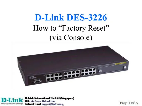 D-Link DES-3226 How to Factory Reset via Console