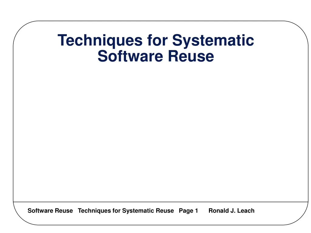 techniques for systematic software reuse
