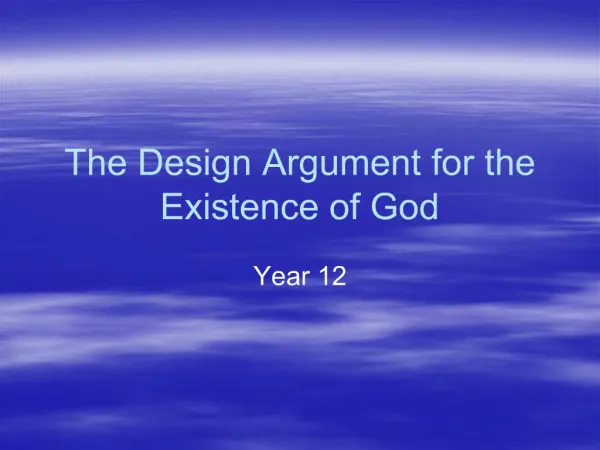 The Design Argument for the Existence of God