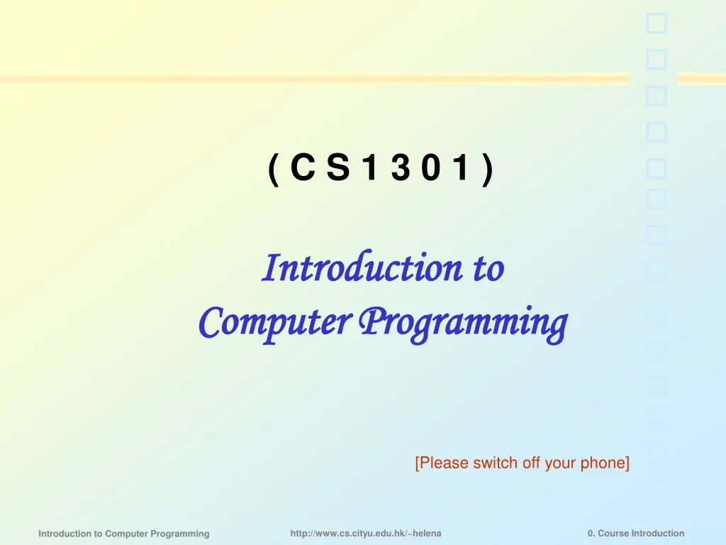 c s 1 3 0 1 introduction to computer programming