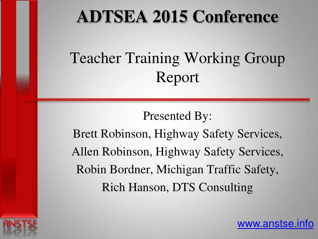 adtsea 2015 conference teacher training working group report