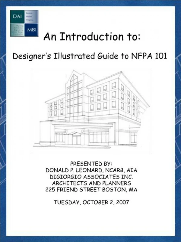 An Introduction to: Designer s Illustrated Guide to NFPA 101