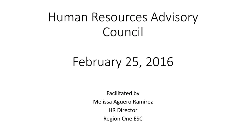 human resources advisory council february 25 2016