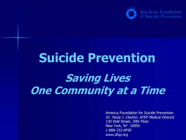 Suicide Prevention Saving Lives One Community at a Time