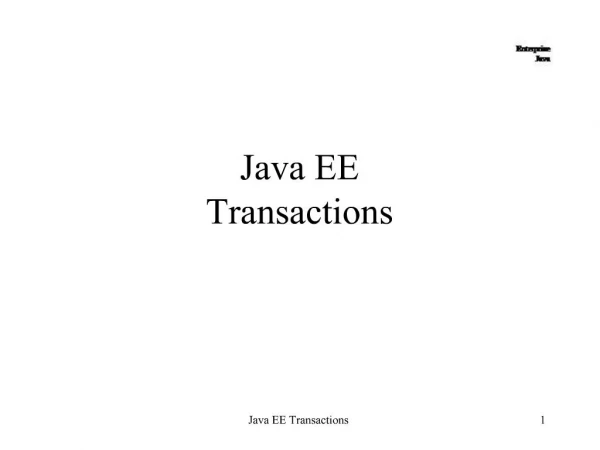Java EE Transactions