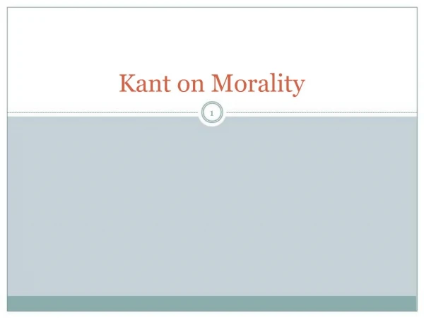 Kant on Morality