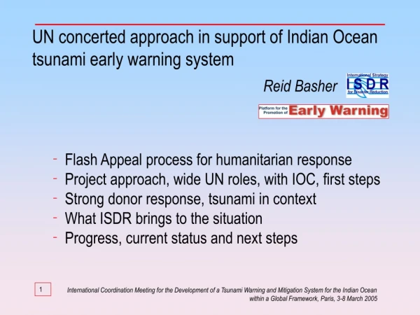 UN concerted approach in support of Indian Ocean tsunami early warning system