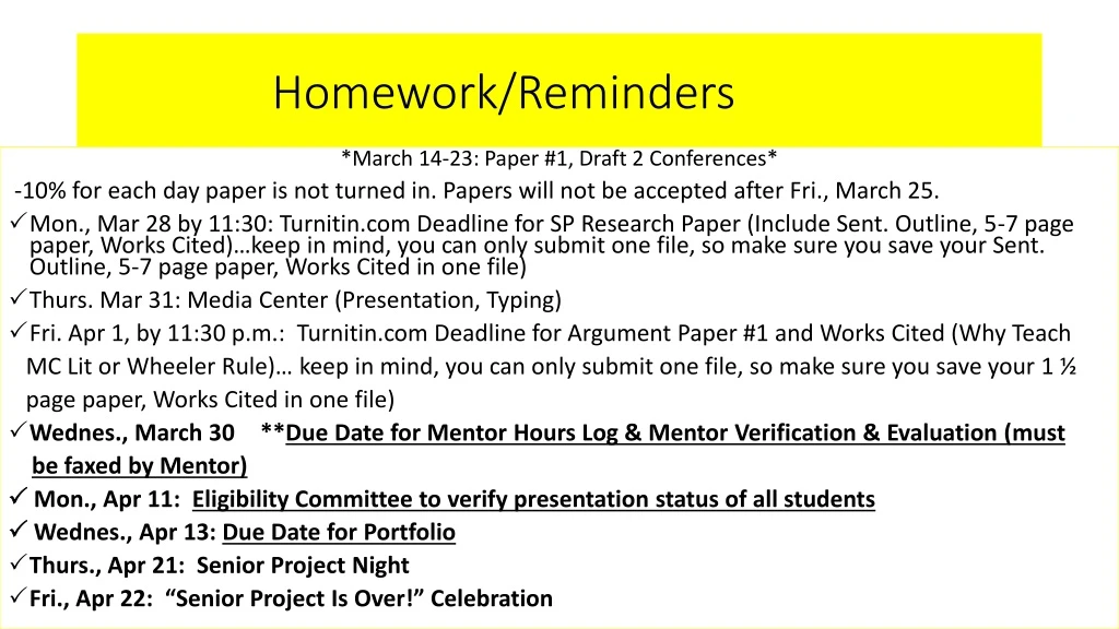 homework reminders