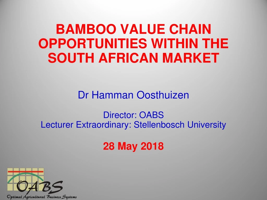 bamboo value chain opportunities within the south