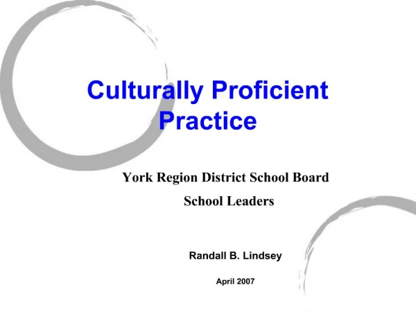 Culturally Proficient Practice