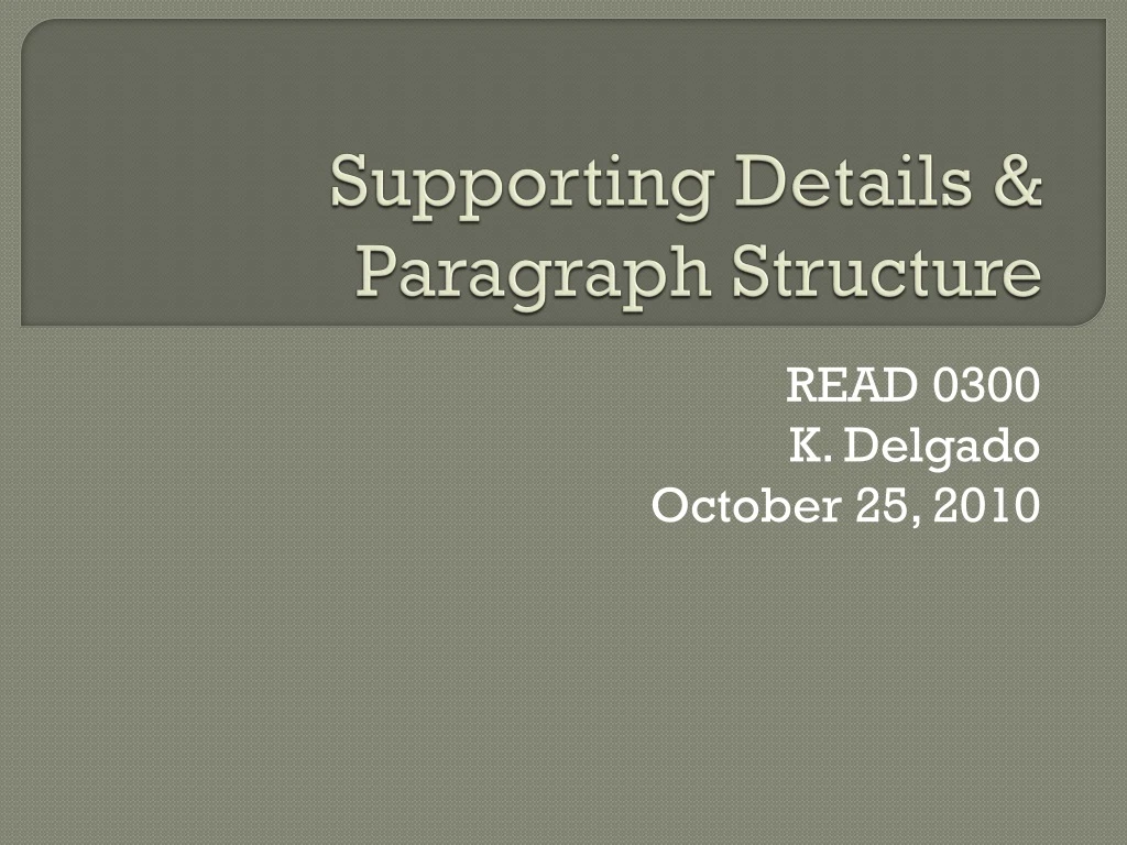 supporting details paragraph structure