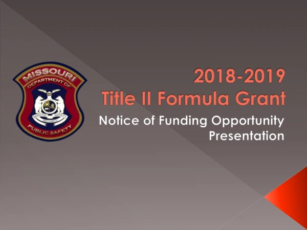 2018-2019 Title II Formula Grant