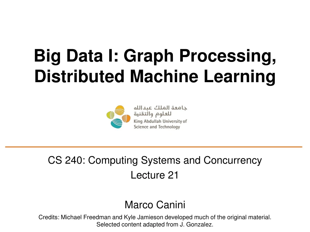 big data i graph processing distributed machine learning
