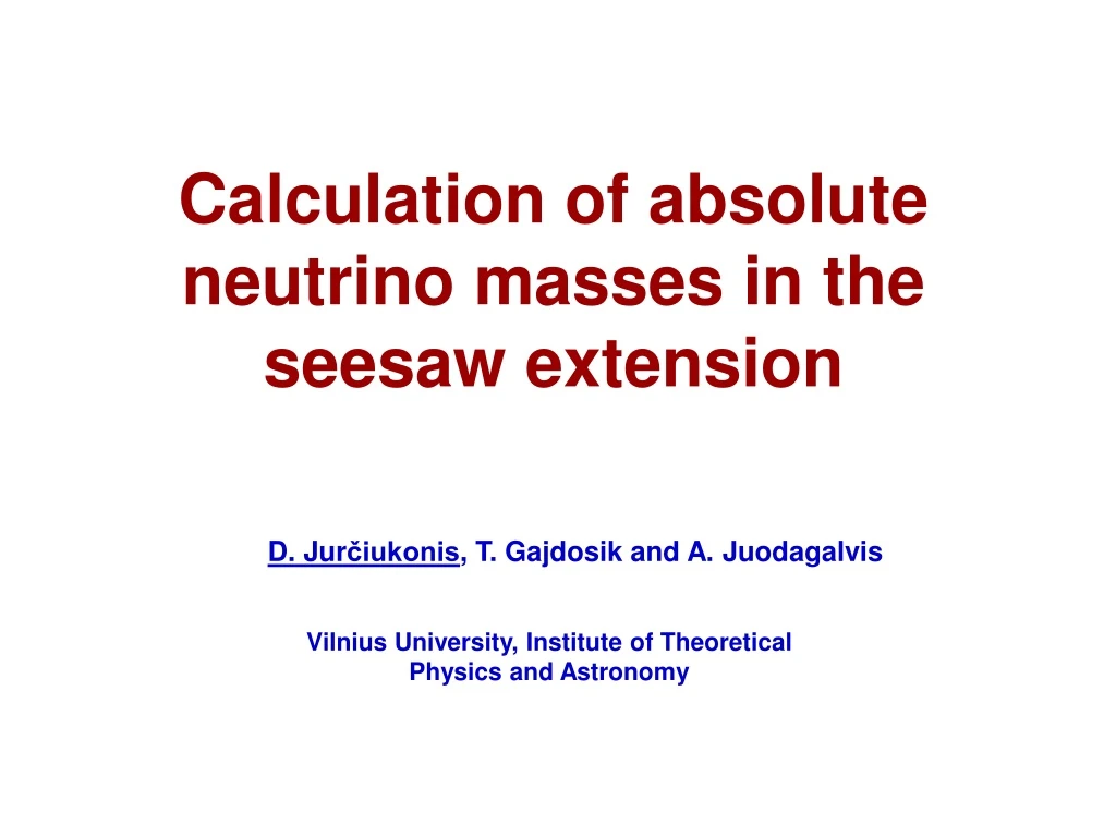 calculation of absolute neutrino masses