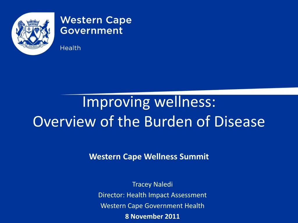 improving wellness overview of the burden of disease western cape wellness summit