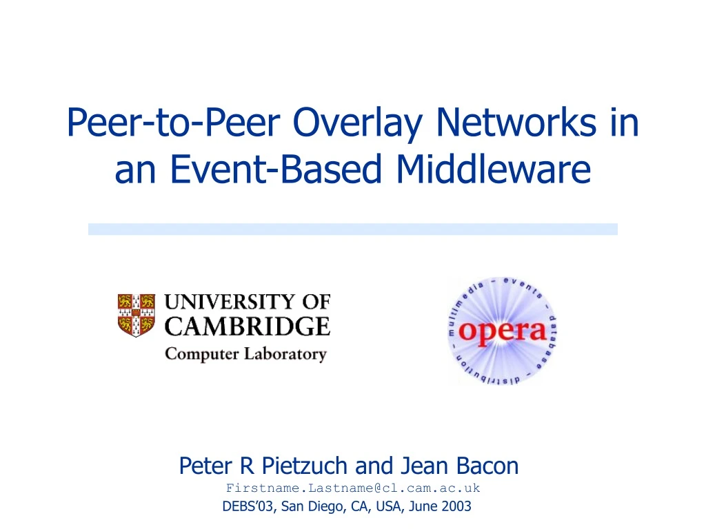 peer to peer overlay networks in an event based middleware