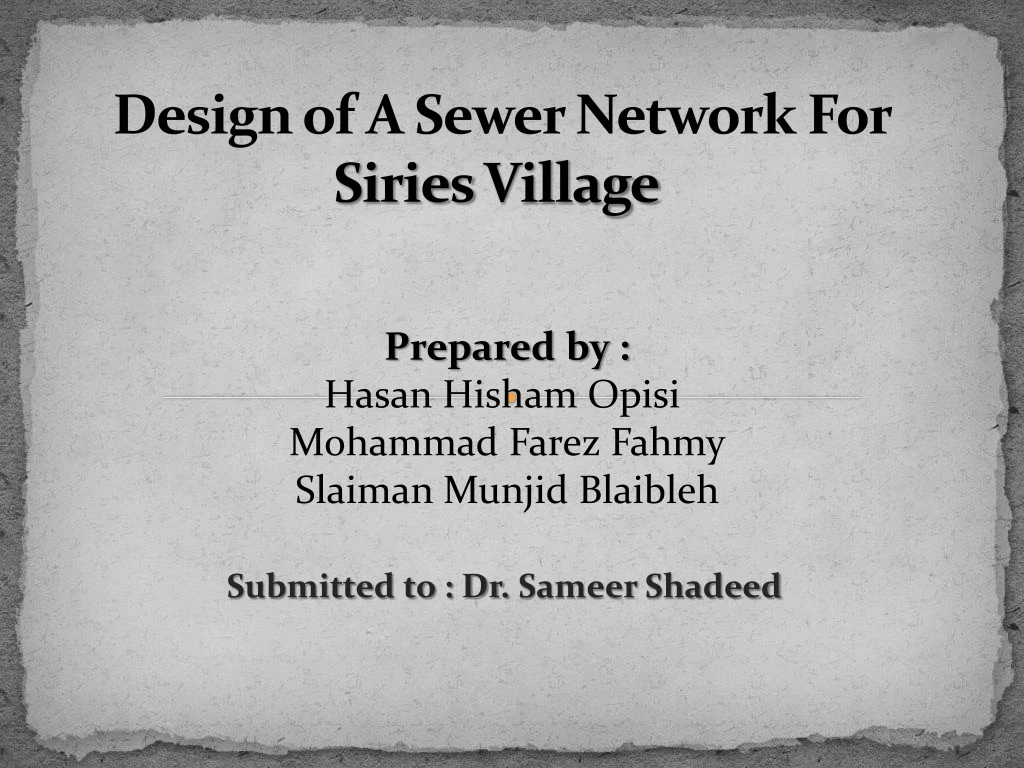 design of a sewer network for siries village