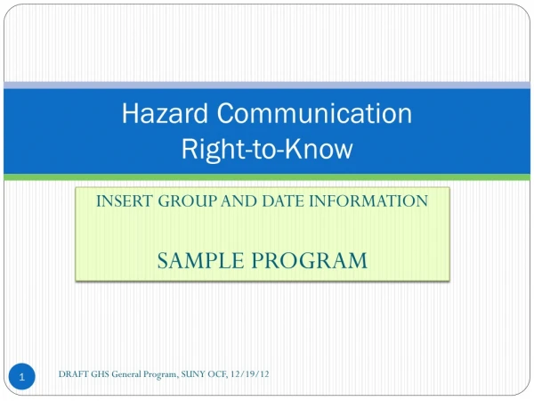 Hazard Communication Right-to-Know