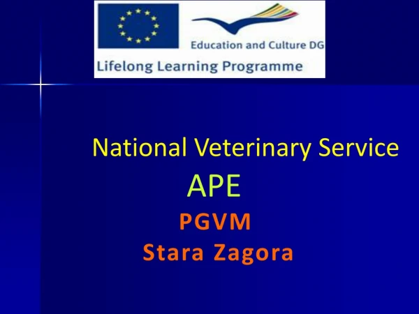 National Veterinary Service APE PGVM Stara Zagora