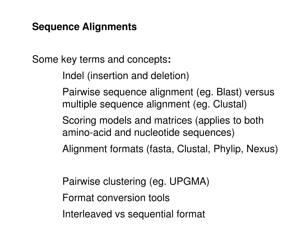 sequence alignments some key terms and concepts