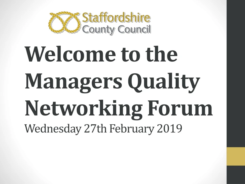 welcome to the managers quality networking forum wednesday 27th february 2019