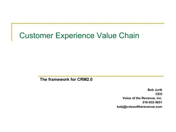 Customer Experience Value Chain