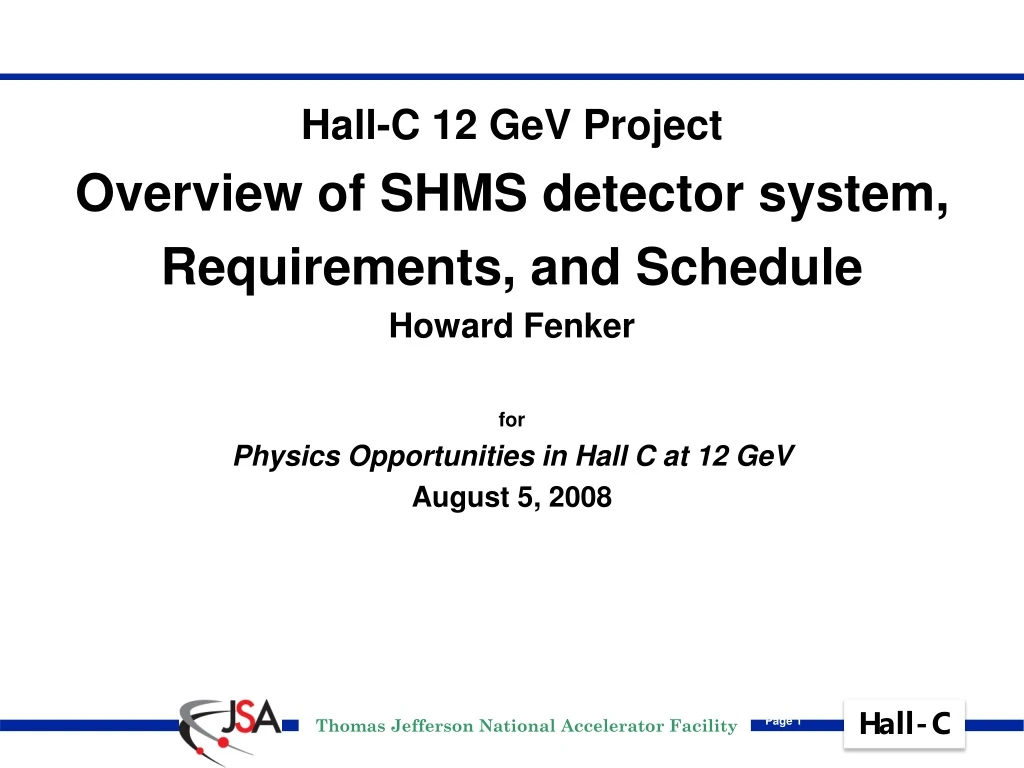 hall c 12 gev project overview of shms detector