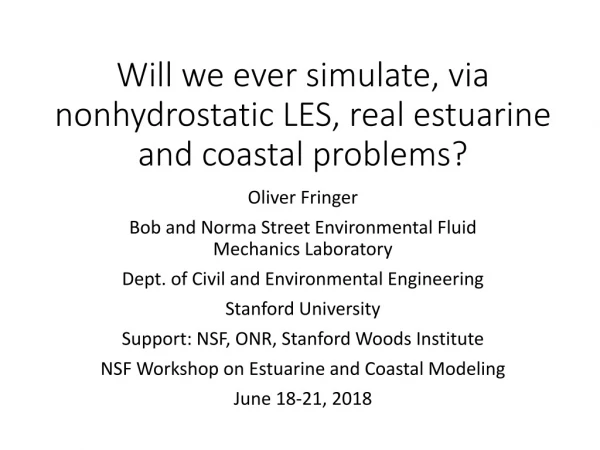 Will we ever simulate, via nonhydrostatic LES, real estuarine and coastal problems?
